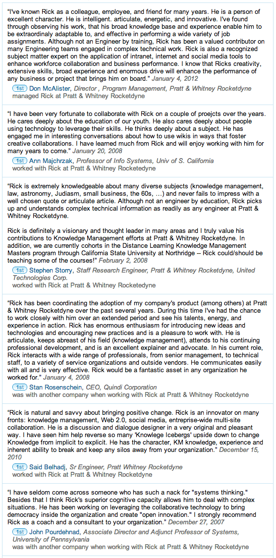 LinkedIn Recommendations for Rick Ladd