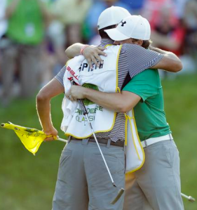 Jordan Spieth Hugs His Caddy