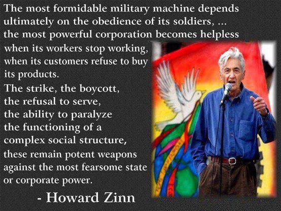 A quote from Howard Zinn regarding the power of the people